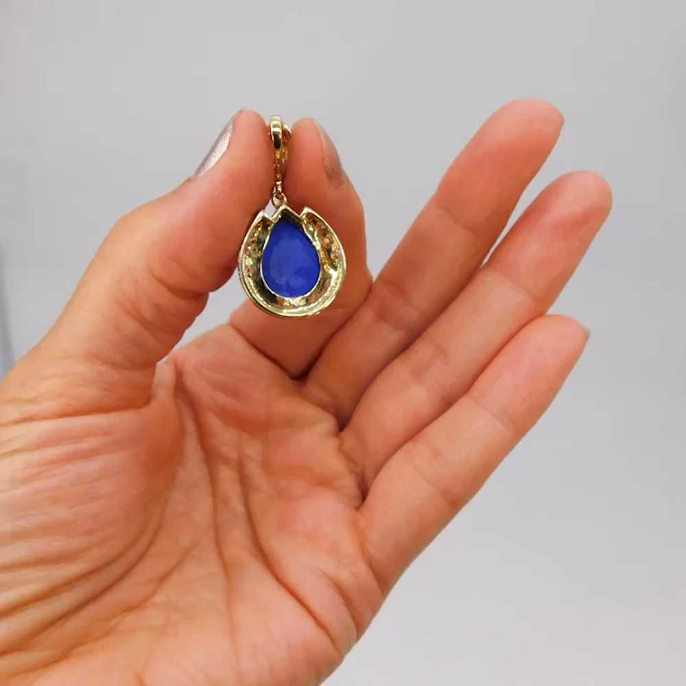 Vintage 14K Yellow White Gold Lapis Lazuli Diamon… - image 11