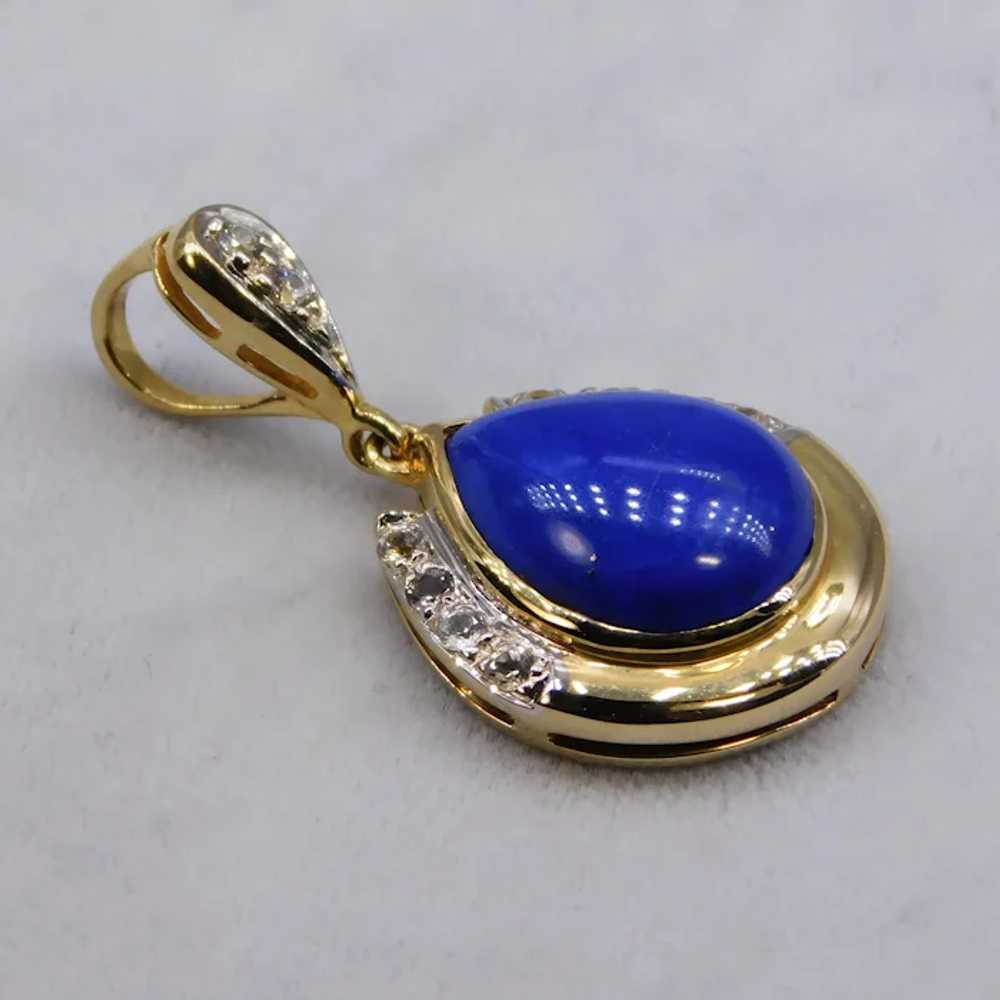 Vintage 14K Yellow White Gold Lapis Lazuli Diamon… - image 12