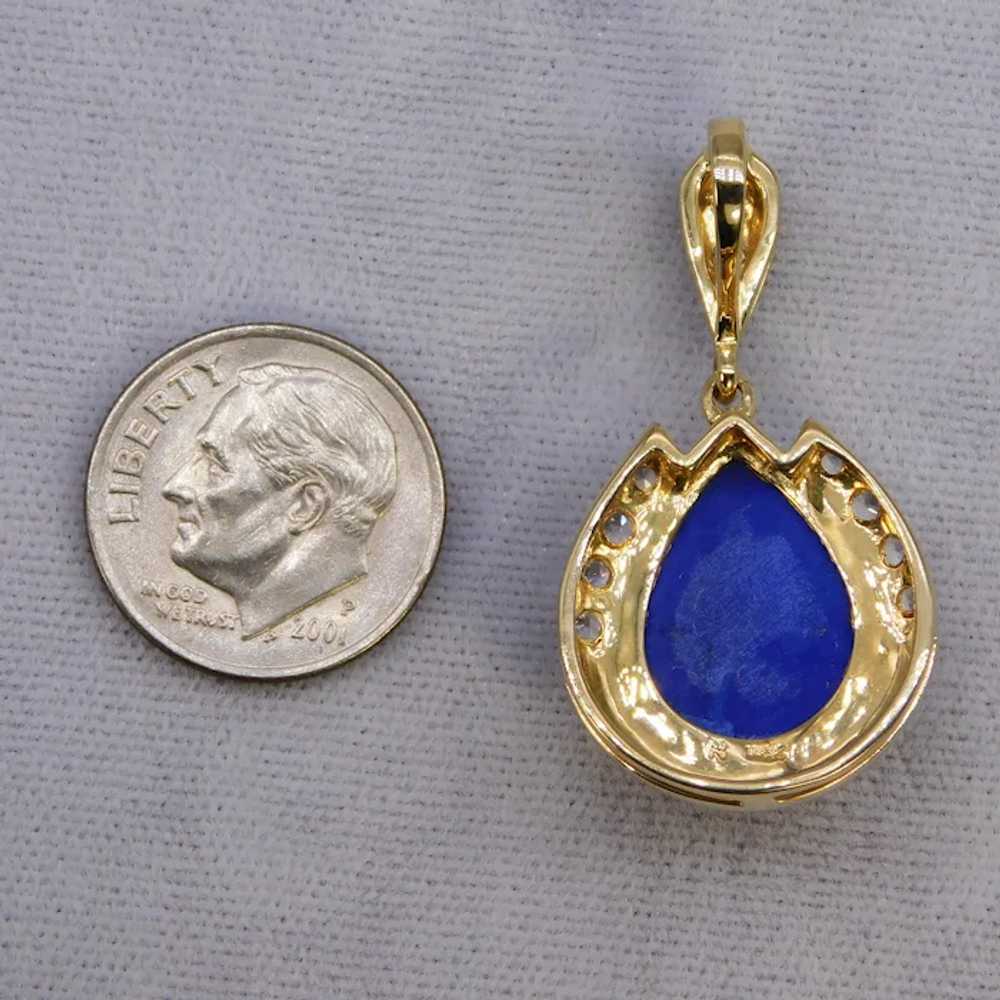 Vintage 14K Yellow White Gold Lapis Lazuli Diamon… - image 5