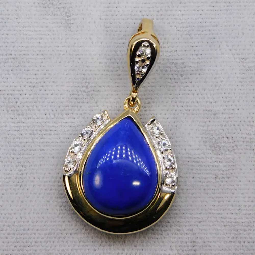 Vintage 14K Yellow White Gold Lapis Lazuli Diamon… - image 6