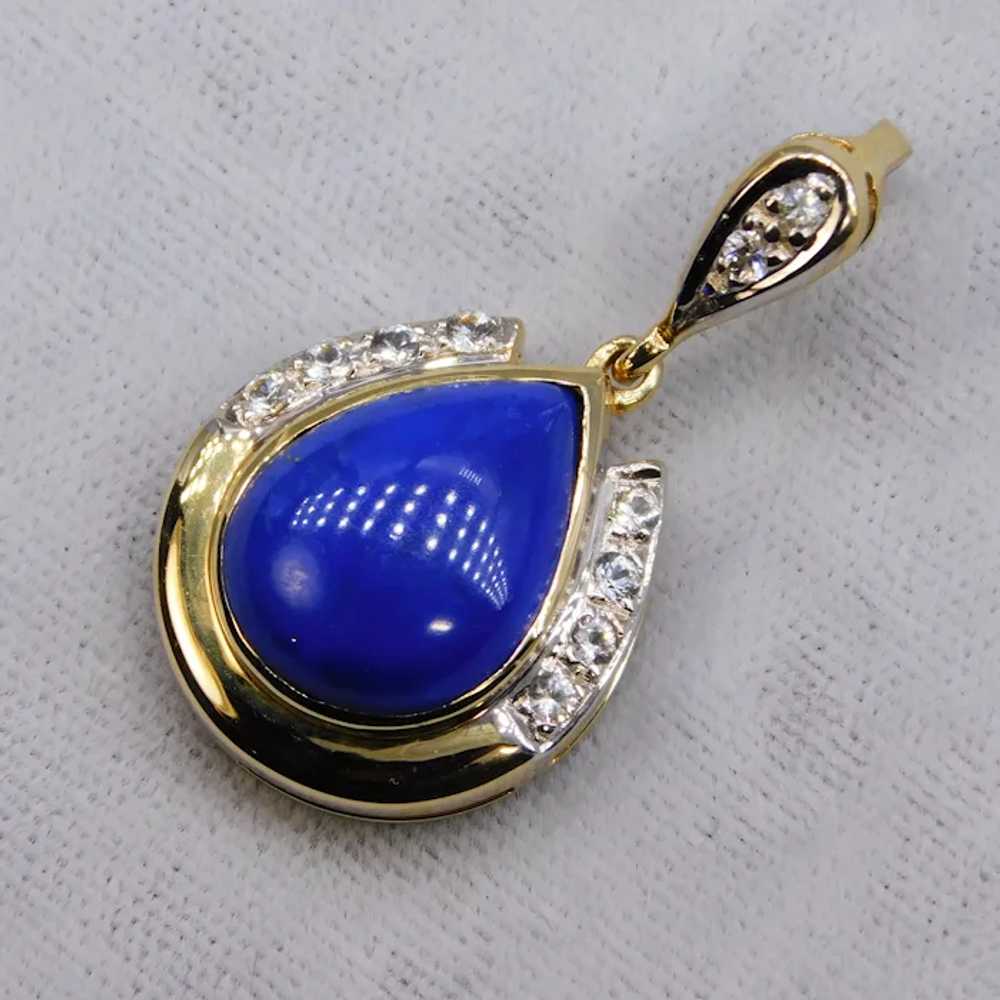 Vintage 14K Yellow White Gold Lapis Lazuli Diamon… - image 7