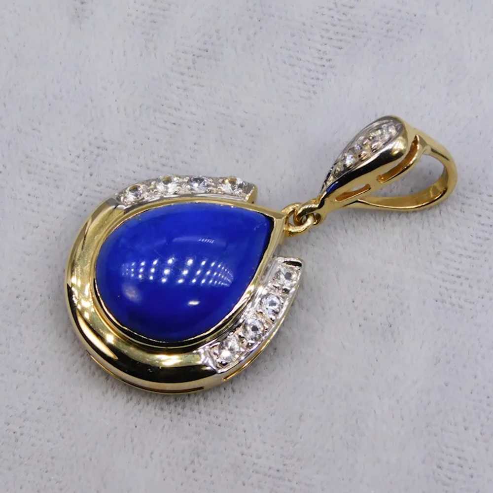 Vintage 14K Yellow White Gold Lapis Lazuli Diamon… - image 8