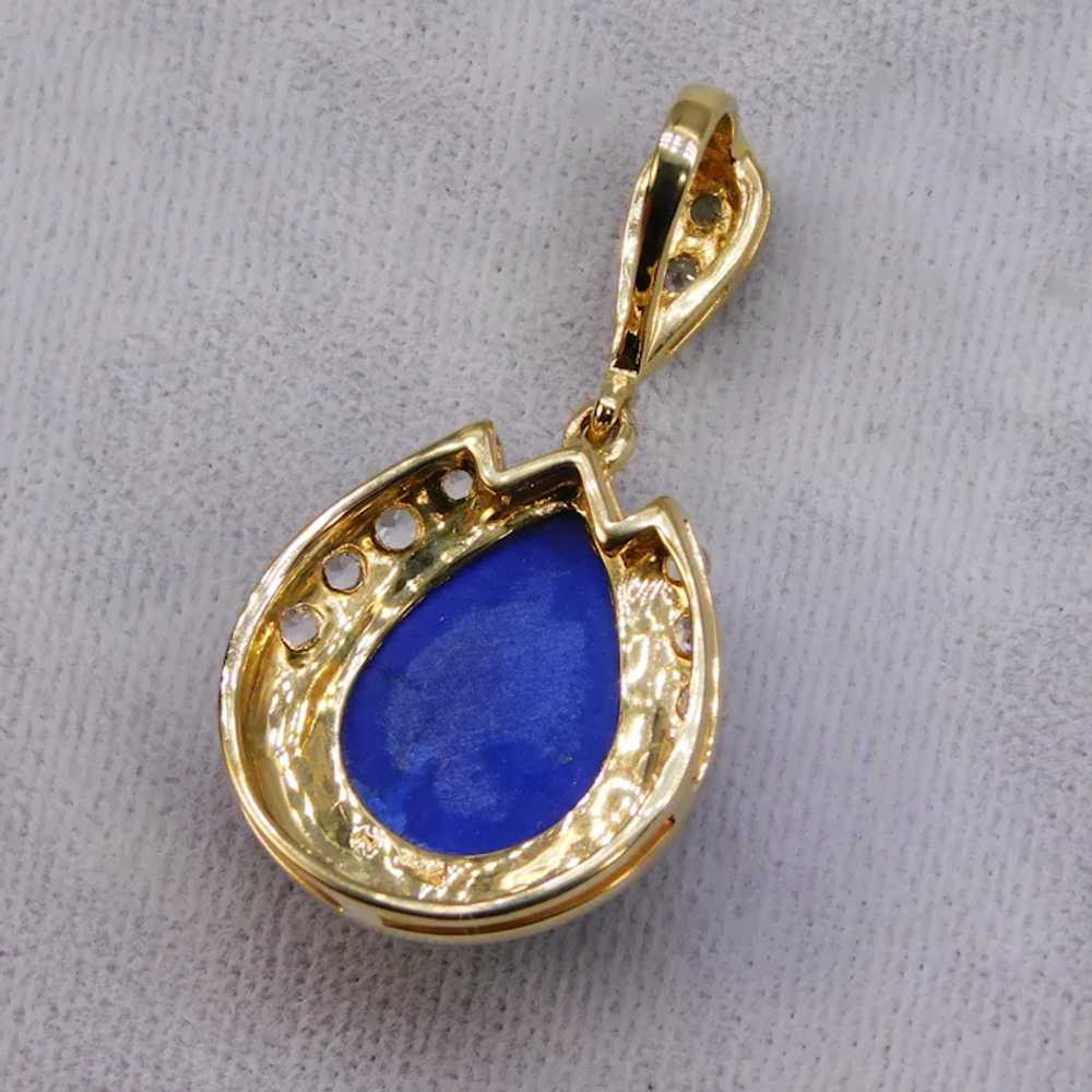 Vintage 14K Yellow White Gold Lapis Lazuli Diamon… - image 9