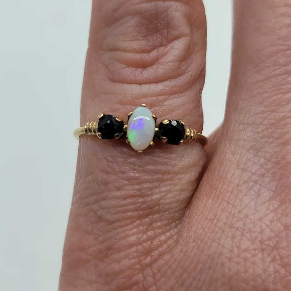 Delicate Opal & Sapphire Ring - image 8