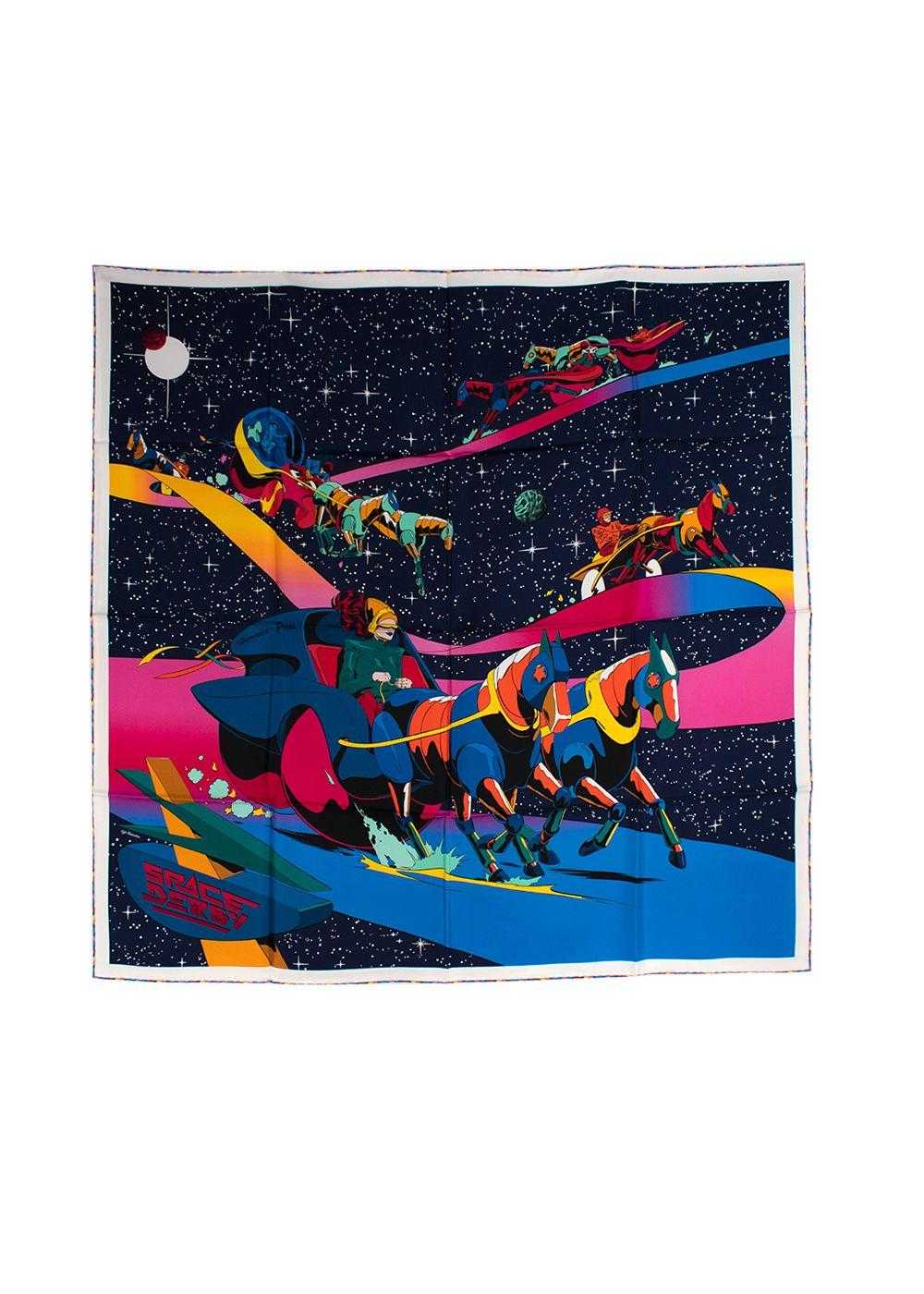Hermes Space Derby Printed Silk Scarf 90 - image 1