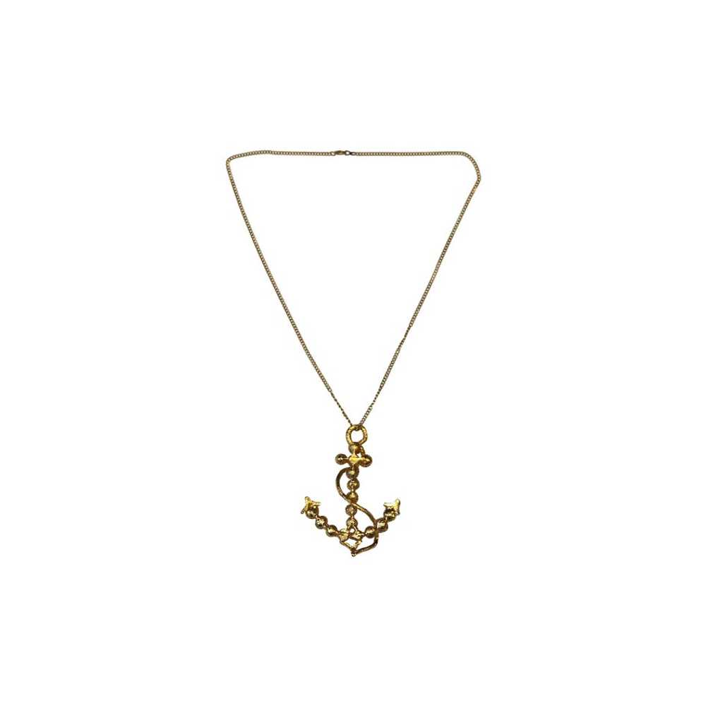 Golden metal necklace - Golden metal necklace wit… - image 1