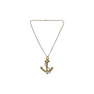 Golden metal necklace - Golden metal necklace wit… - image 1