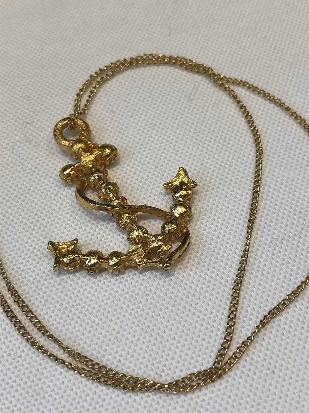 Golden metal necklace - Golden metal necklace wit… - image 2