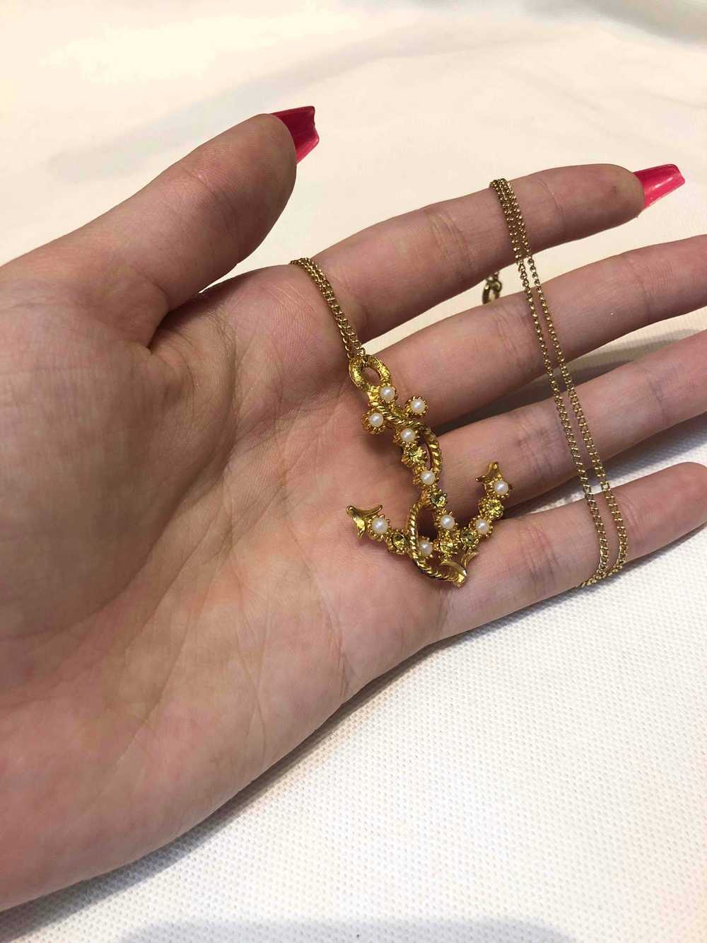 Golden metal necklace - Golden metal necklace wit… - image 3