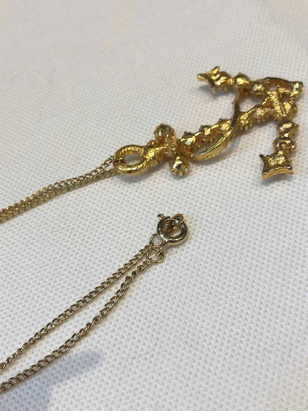 Golden metal necklace - Golden metal necklace wit… - image 4