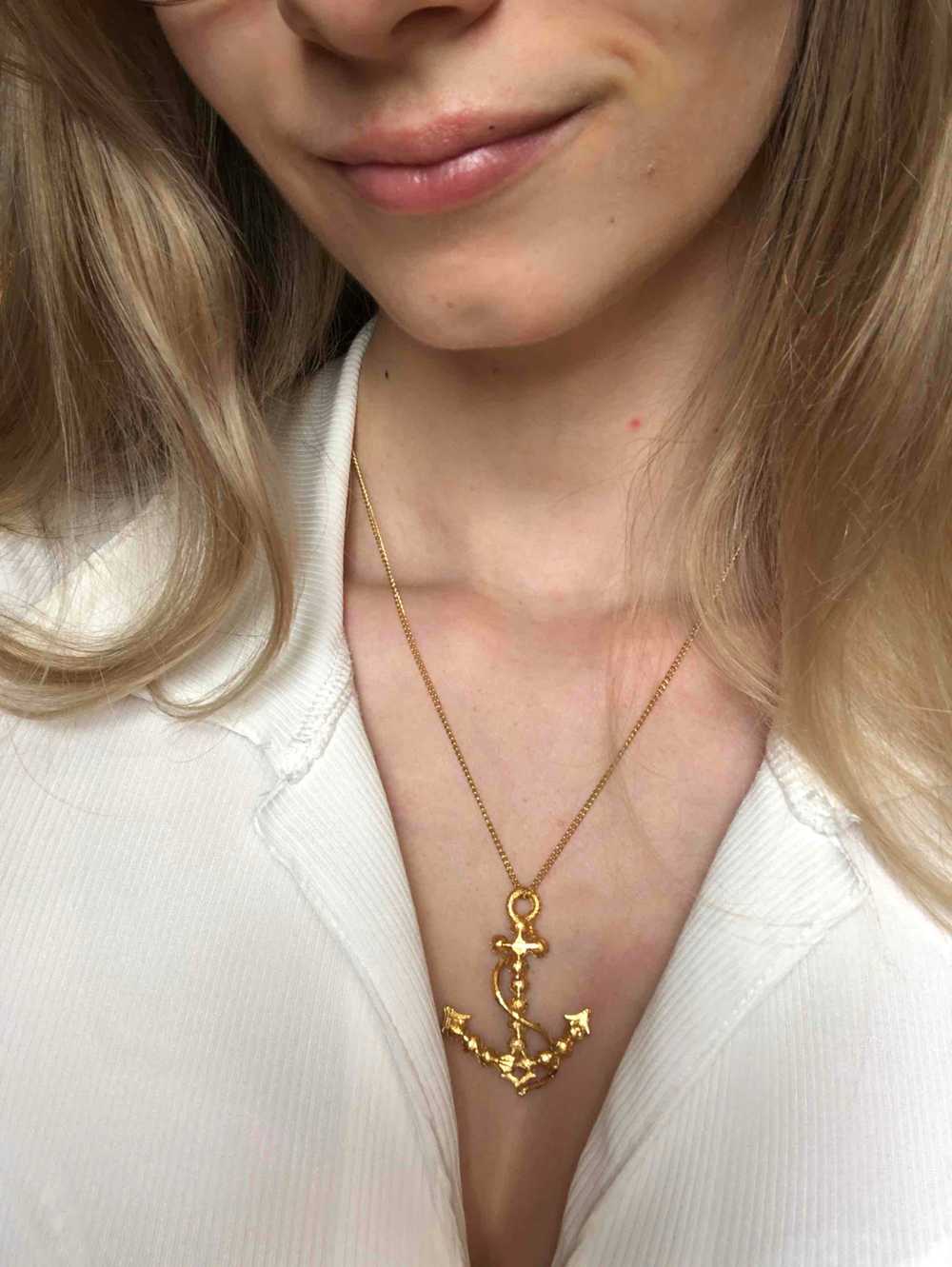 Golden metal necklace - Golden metal necklace wit… - image 5
