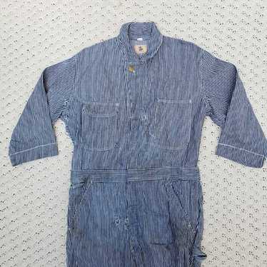 ジャケット・アウター 40s Vintage USN Police Hickory Coverall True Vintage 40s WWII U.S. Army Air Force HBT Coveralls Size