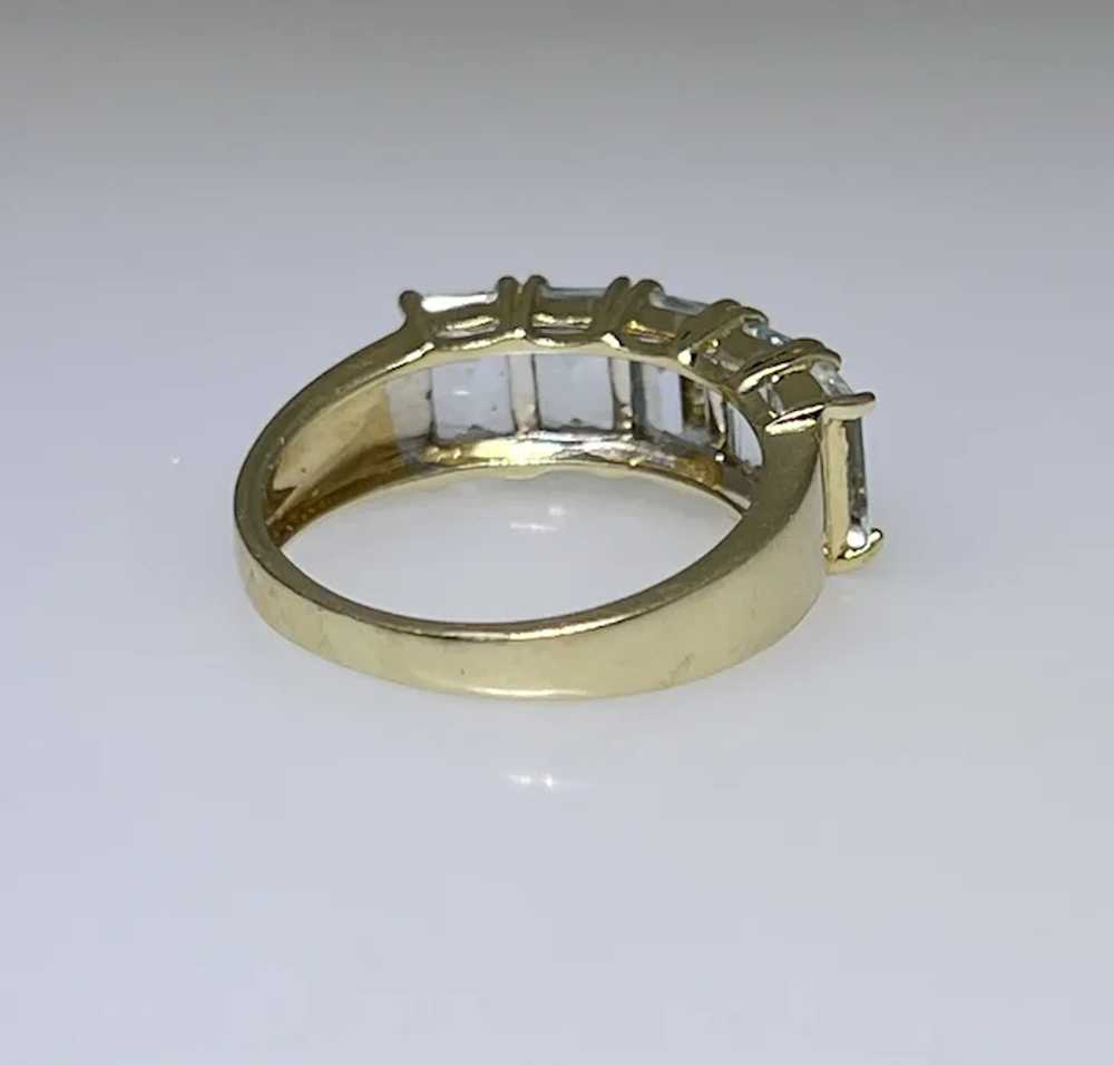 Vintage 14kt gold ring with five synthetic Aquama… - image 4