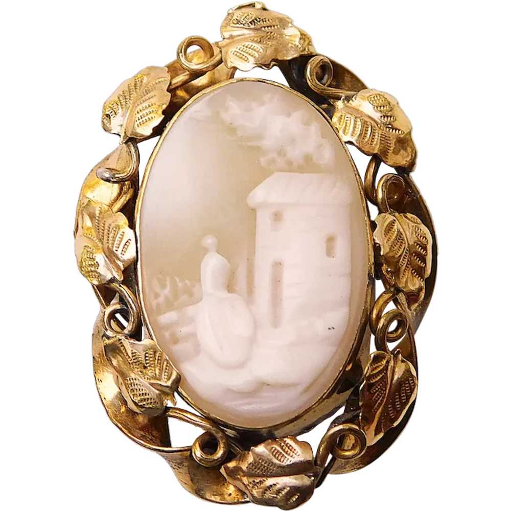 Fabulous Small VICTORIAN Cameo Antique Brooch - C… - image 1