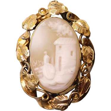 Fabulous Small VICTORIAN Cameo Antique Brooch - C… - image 1