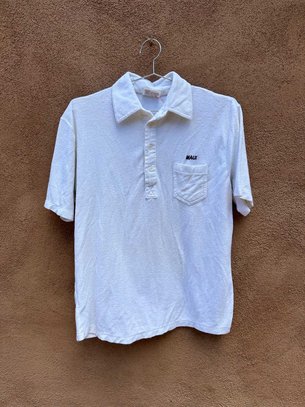 1970's Royal Pacific White Terrycloth Polo Shirt - image 1