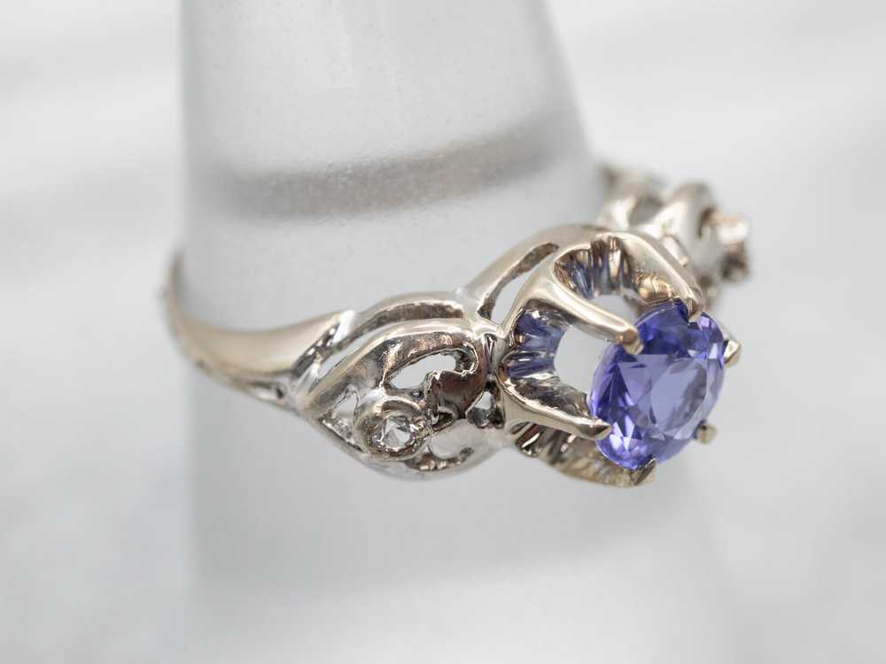 Cornflower Blue Sapphire Engagement Ring with Dia… - image 3