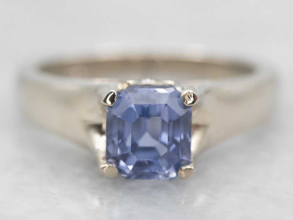 Solitaire White Gold Sapphire Solitaire Engagemen… - image 1