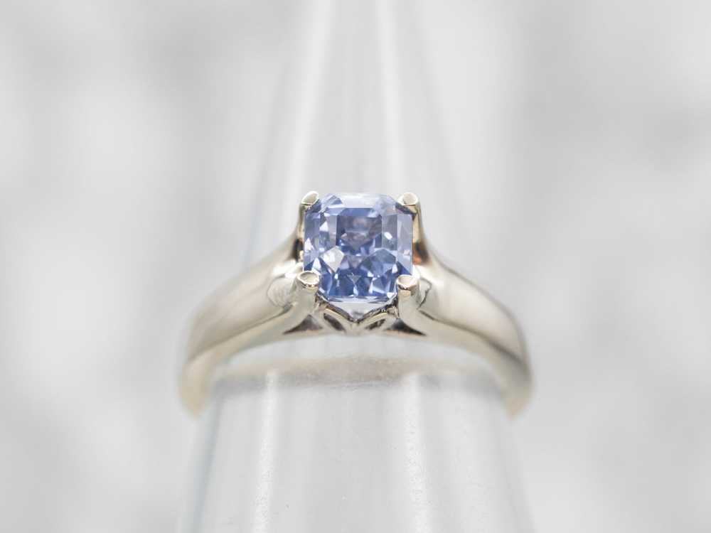 Solitaire White Gold Sapphire Solitaire Engagemen… - image 4