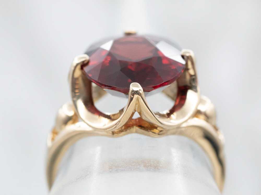 Scalloped Gold Garnet Ring - image 4