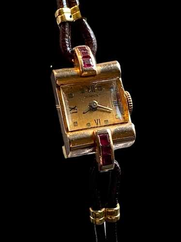 Concord 1940’s 14ct Gold and Ruby Set Dress Watch 
