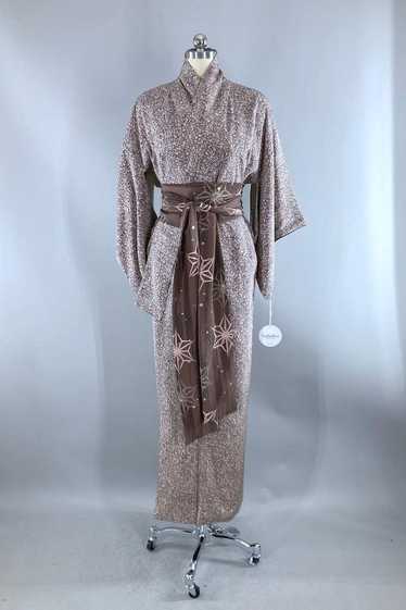 Vintage Dusty Lavender Batik Kimono