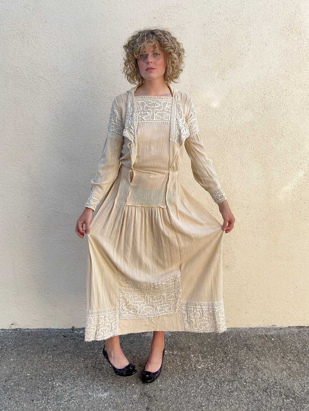 Victorian Crepe Raw Silk Dress - image 8