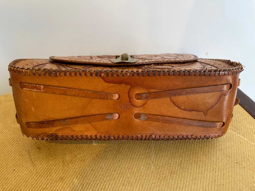 Vintage Tooled Leather Handbag - image 5