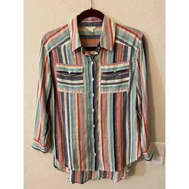 Caslon Multi Color Striped Button Up Size XS - image 1