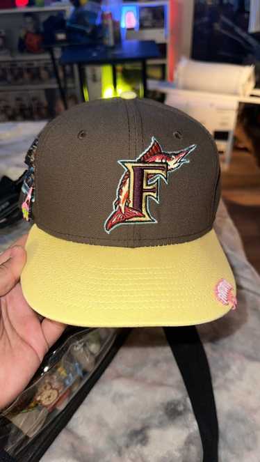 Florida Marlins Hat Baseball Cap Fitted 7 1/2 New Era MLB F Banner Patch  Rare