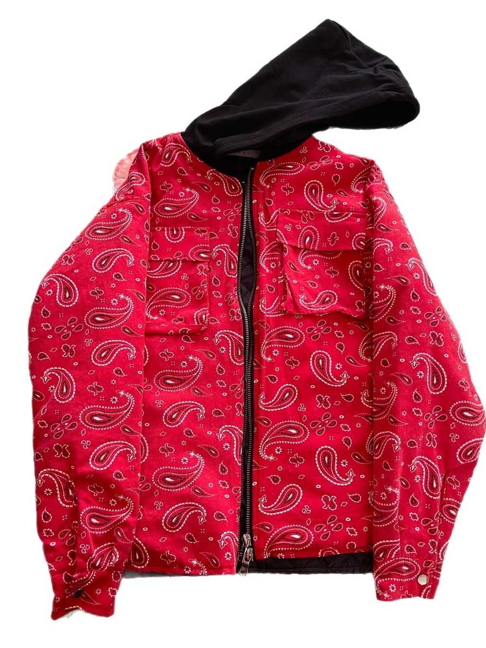 MNML MNML - Red Bandana Hooded Zip Up Jacket - image 1