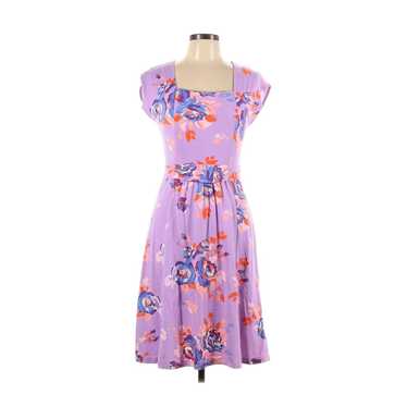 Lands End Lavender Floral Stretch Babydoll Dress