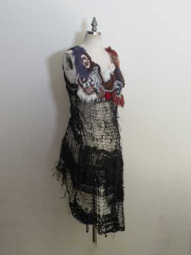 Rodarte Loose Hand Knit Dress with Crochet Flowers