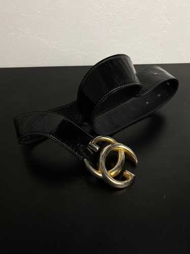 Gucci Vintage Gucci Gold Double G Logo Buckle Lea… - image 1