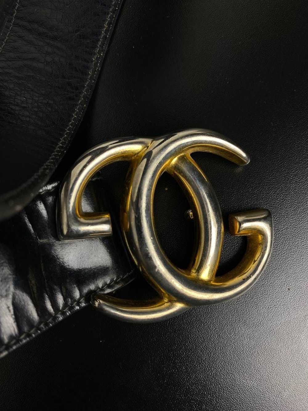 Gucci Vintage Gucci Gold Double G Logo Buckle Lea… - image 2