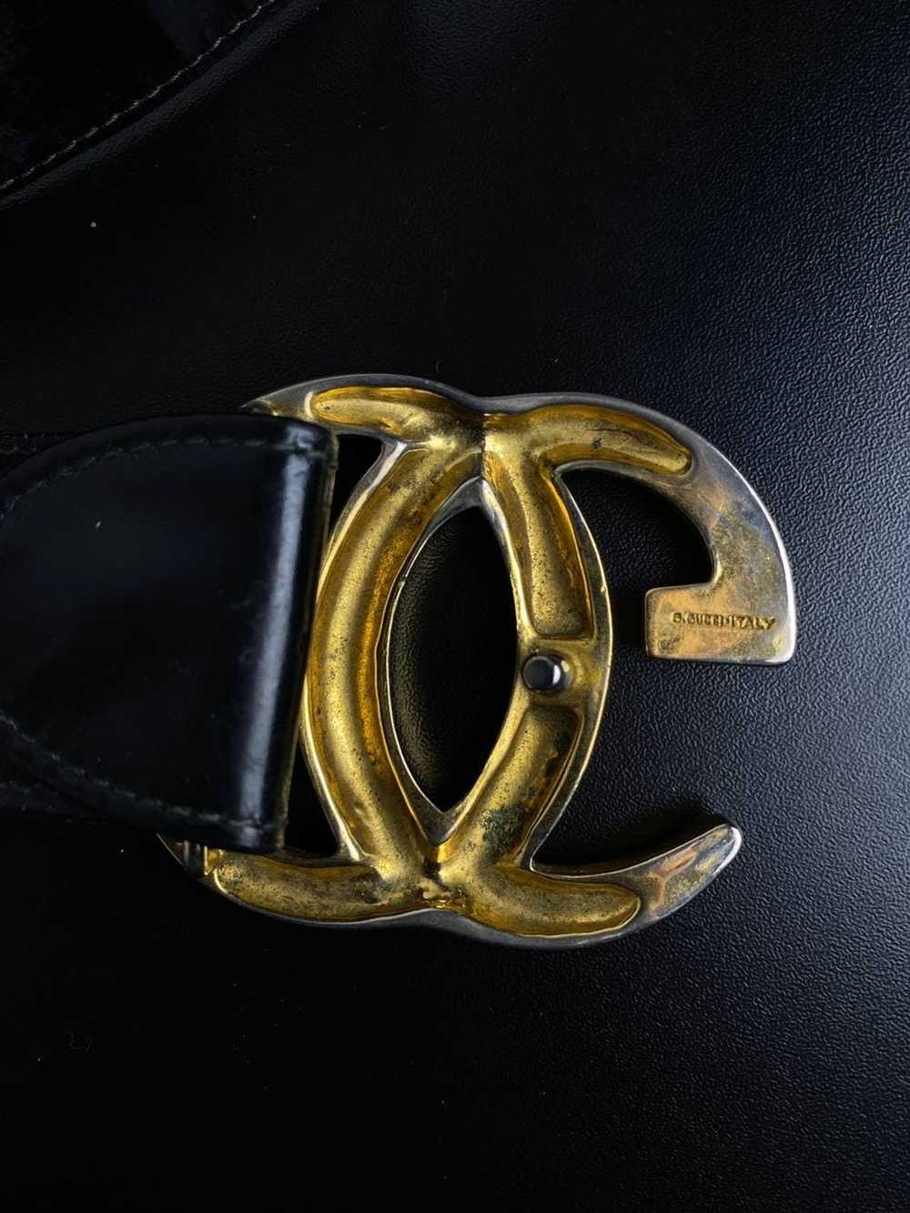 Gucci Vintage Gucci Gold Double G Logo Buckle Lea… - image 3