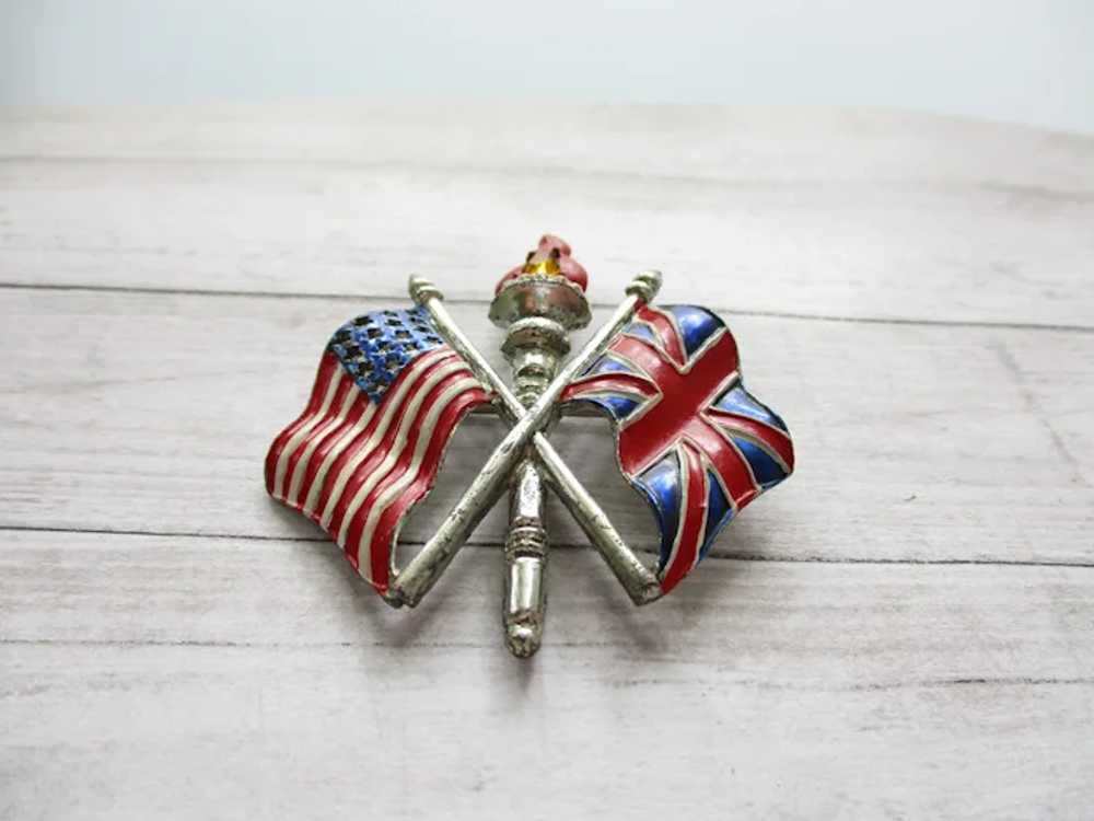 WWII Sweetheart Pin Allies Victory Pin Torch Broo… - image 2
