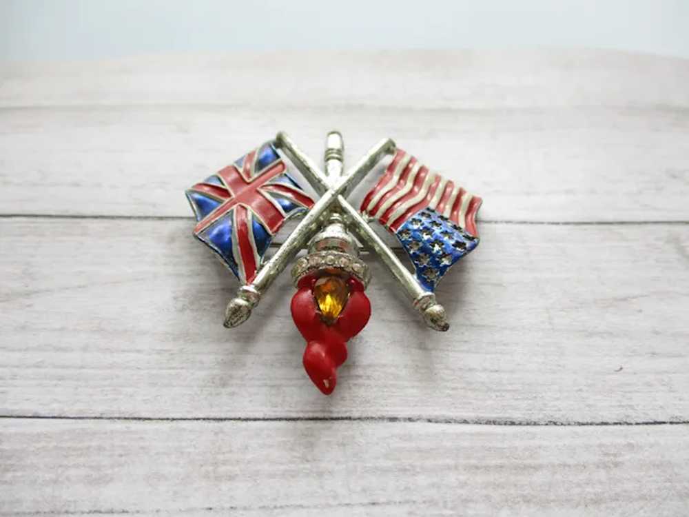 WWII Sweetheart Pin Allies Victory Pin Torch Broo… - image 4