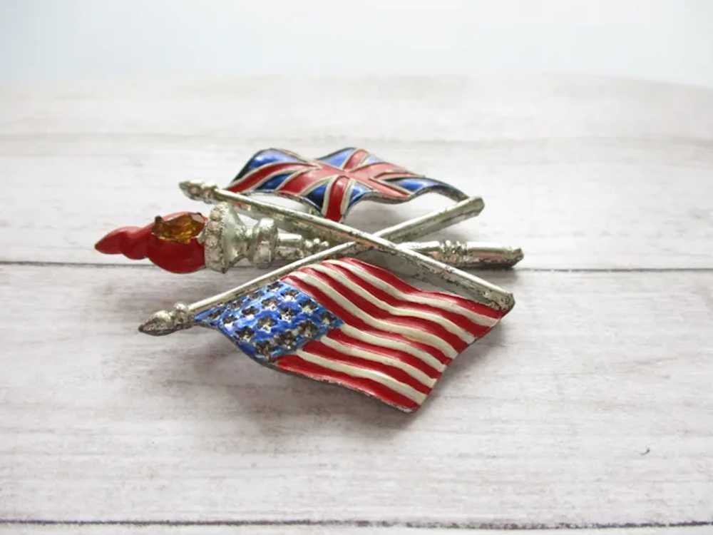 WWII Sweetheart Pin Allies Victory Pin Torch Broo… - image 5