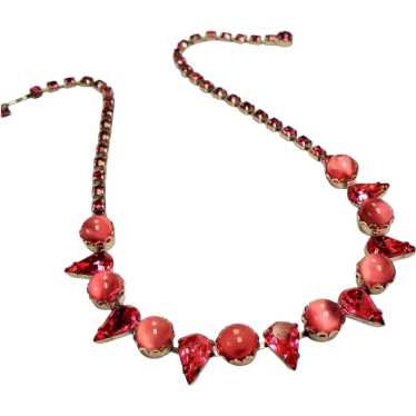 Vintage Pink Moonglow Rhinestone Necklace - image 1
