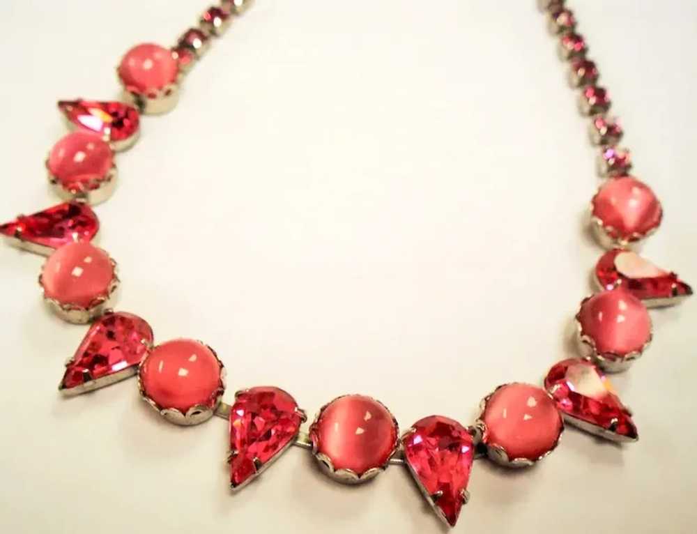 Vintage Pink Moonglow Rhinestone Necklace - image 2
