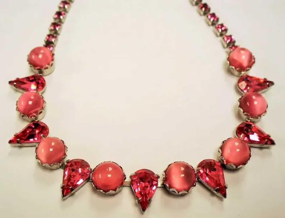 Vintage Pink Moonglow Rhinestone Necklace - image 4