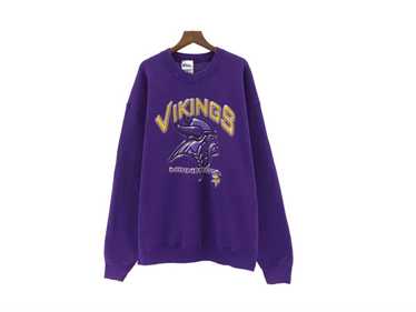 Vintage 90s Cotton Mix White Champion Minnesota Vikings Sweatshirt - Large–  Domno Vintage