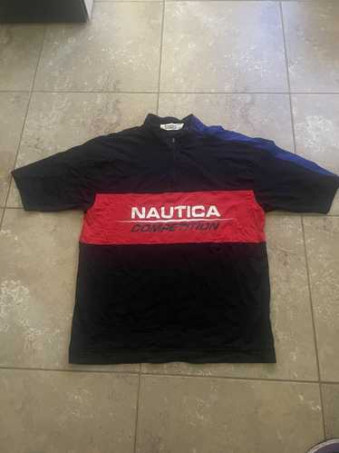 Vintage Nautica Competition Polo Shirt Mens Large Blue Striped