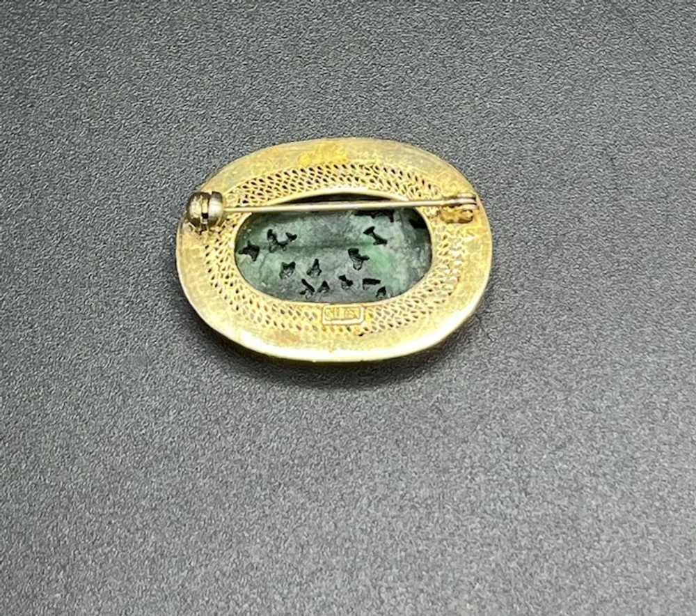 Sterling Silver Gold Gilt Chinese Export Jade Bro… - image 6