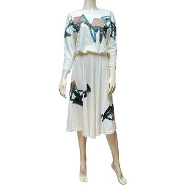 1970s Hand Painted Dress - image 1