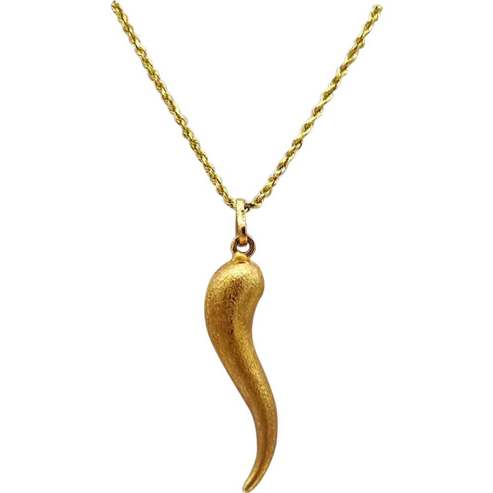 14K Rose Gold Italian Horn Pendant - image 1