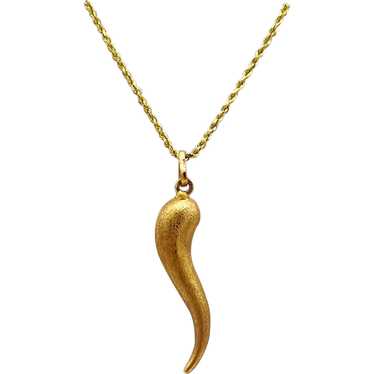 14K Rose Gold Italian Horn Pendant - image 1