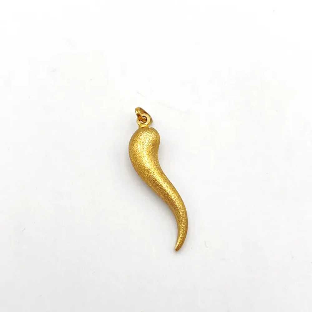 14K Rose Gold Italian Horn Pendant - image 5