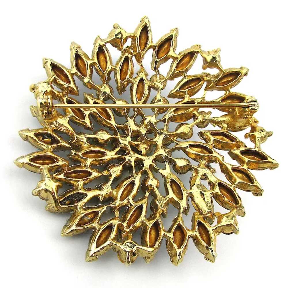 Big Vintage Crystal Rhinestone Pin Brooch - Blue … - image 4